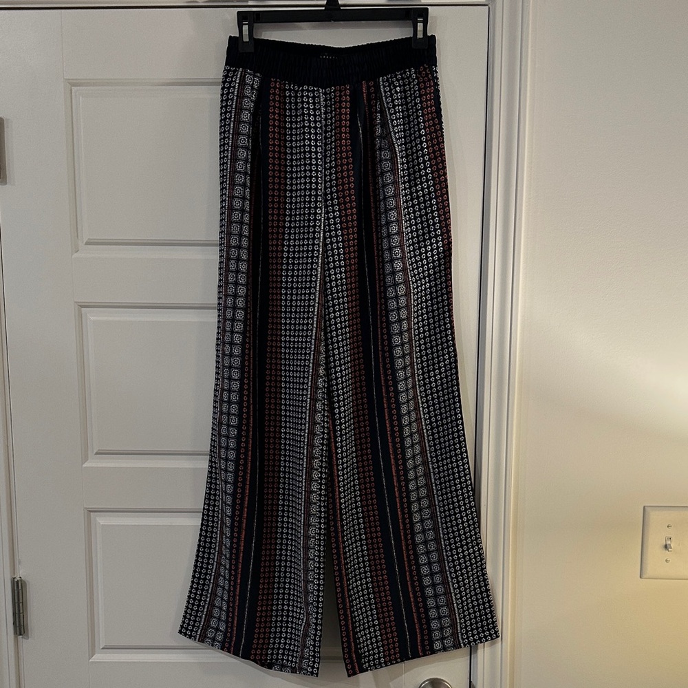 Sanctuary Navy Printed Elastic-Waist Pants